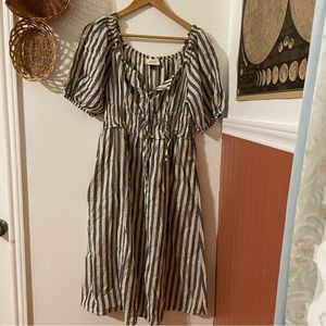 Universal thread pinstripe puff sleeve dress